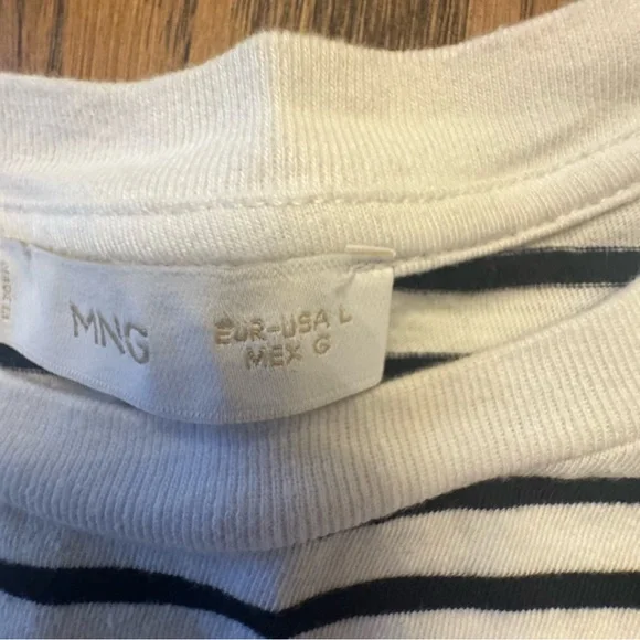 Mango Classic Black and White Striped Tee Boxy lightweight Shirt Size Large - Picture 2 of 6